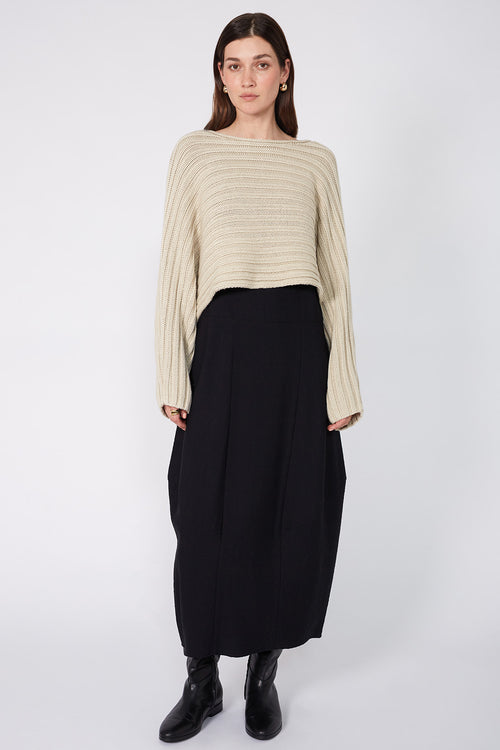 rib croppy sleeve / stone