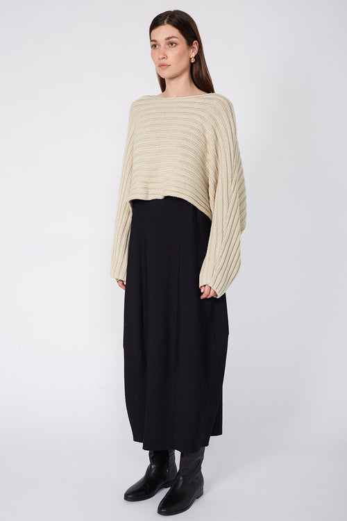 rib croppy sleeve / stone