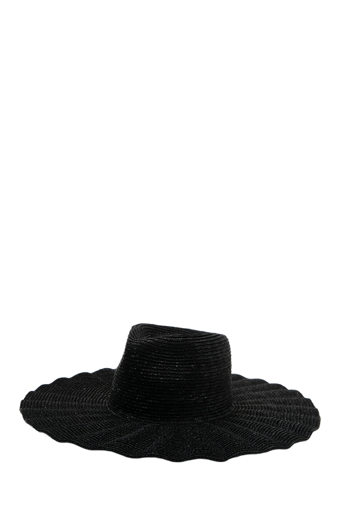 ruff straw hat / black