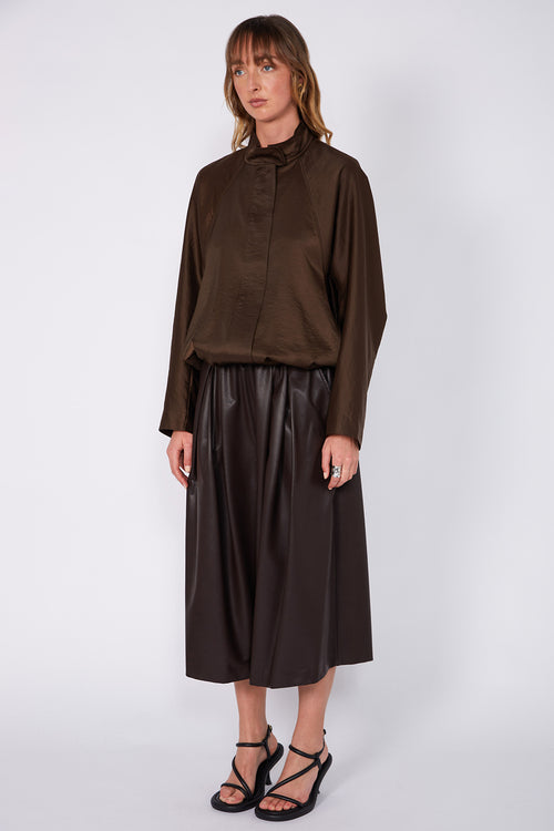 satin luxe bomber / chocolate