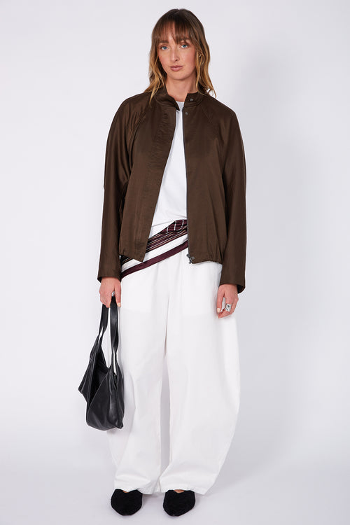 satin luxe bomber / chocolate