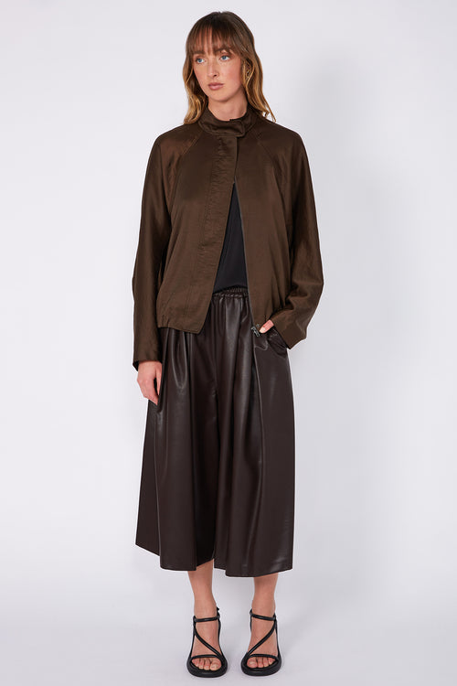 satin luxe bomber / chocolate