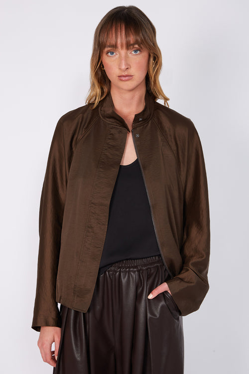 satin luxe bomber / chocolate