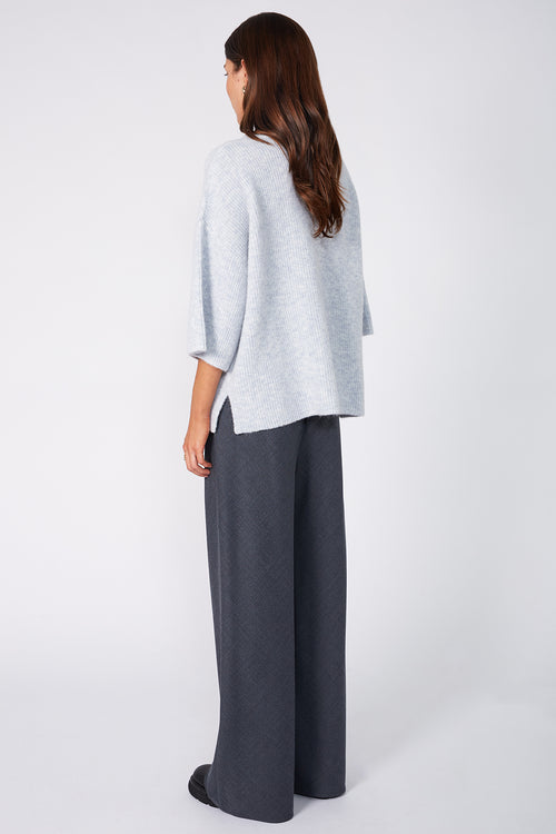 scanner ribbed tee sweater / misty blue marle