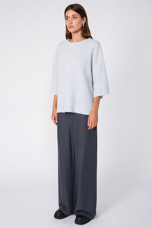 scanner ribbed tee sweater / misty blue marle