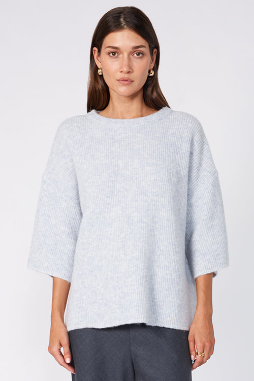 scanner ribbed tee sweater / misty blue marle