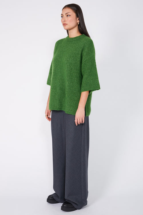 scanner ribbed tee sweater / leaf green