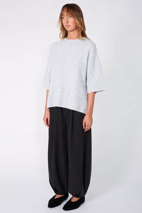 scanner ribbed tee sweater / misty blue marle