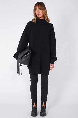 service sweater dress / black
