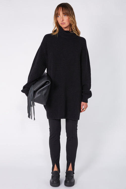 service sweater dress / black