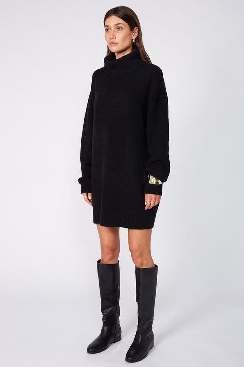 service sweater dress / black