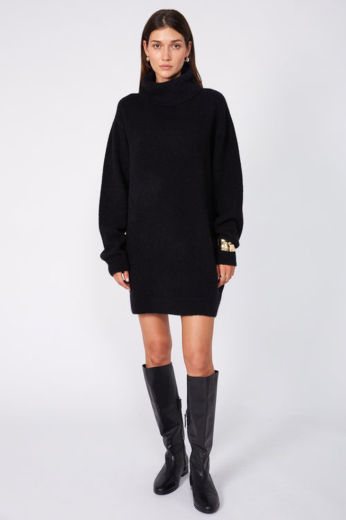 service sweater dress / black