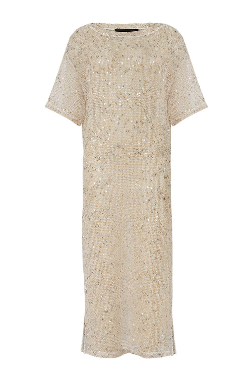 shimmered maxi dress / natural shimmer