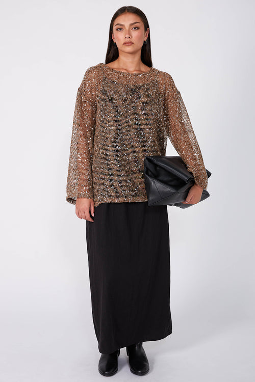 shimmered top / bronze shimmer