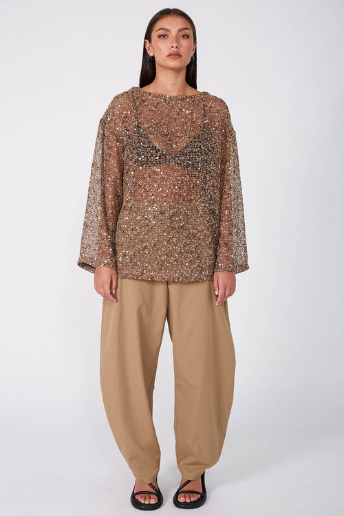 shimmered top / bronze shimmer