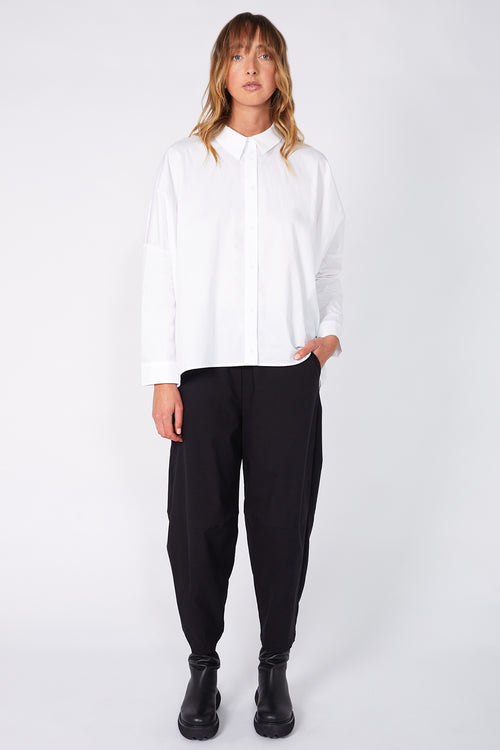 shirr longsleeve shirt / white