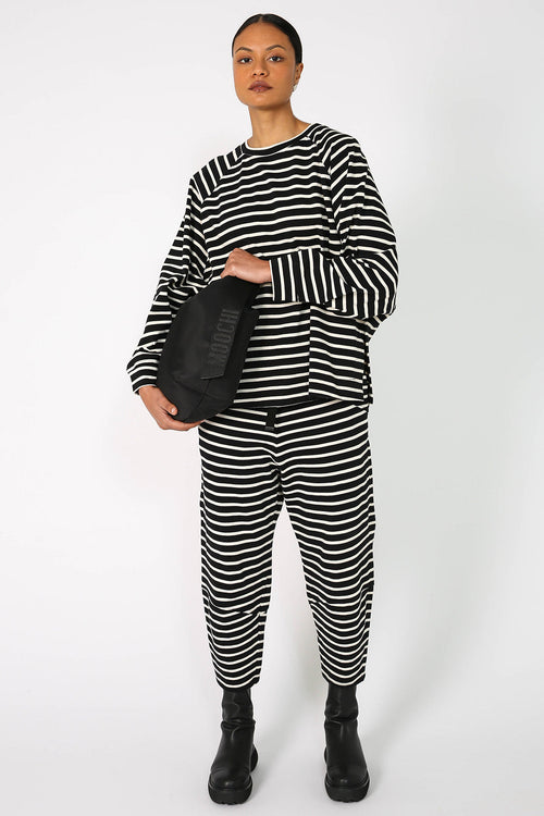 furthering track pant / black|cream stripe