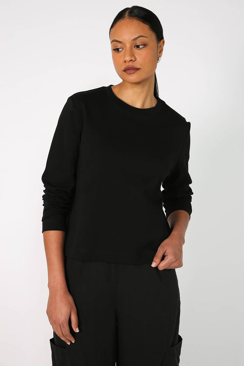 refine long sleeve tee / black