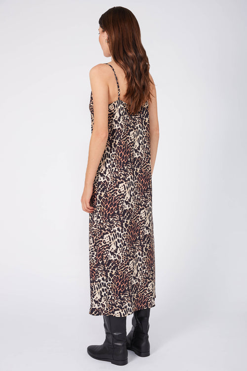 slide midi dress / ochre| black| cream cheetah print