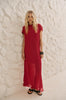 solaced cap sleeve dress / crimson red