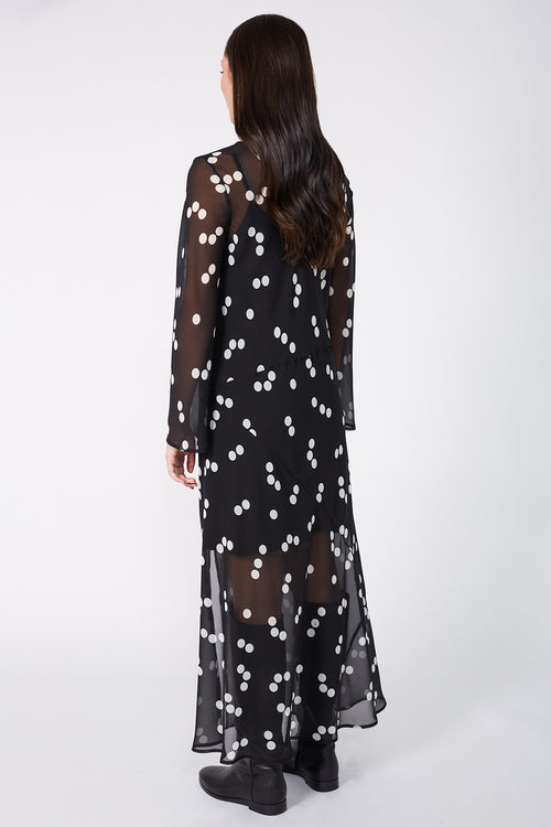 solaced dress / black|ivory polka dot