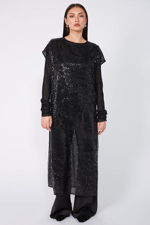 sparkle layer tabard / black sequin