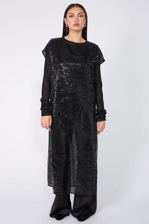 sparkle layer tabard / black sequin