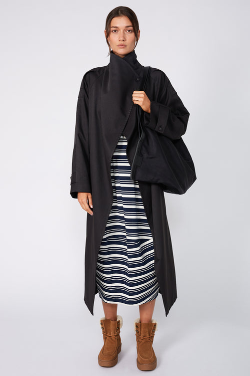 spin dress / navy|cream multi stripe