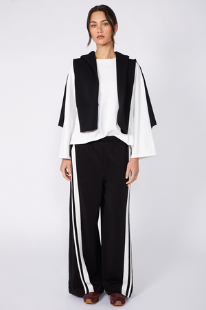 streaked pant / black|ecru