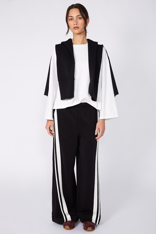 streaked pant / black|ecru