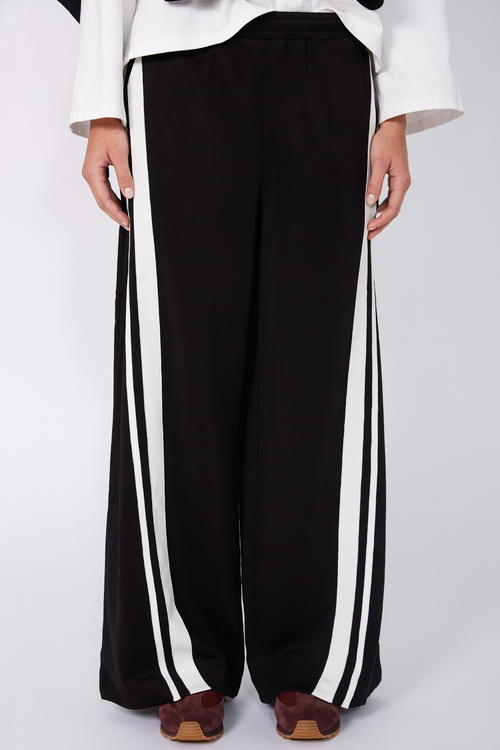 streaked pant / black|ecru