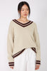 streaked sweater / natural|aubergine