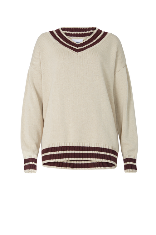 streaked sweater / natural|aubergine