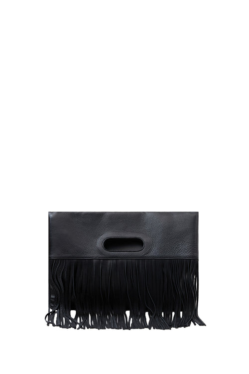 tassel fold tote / black