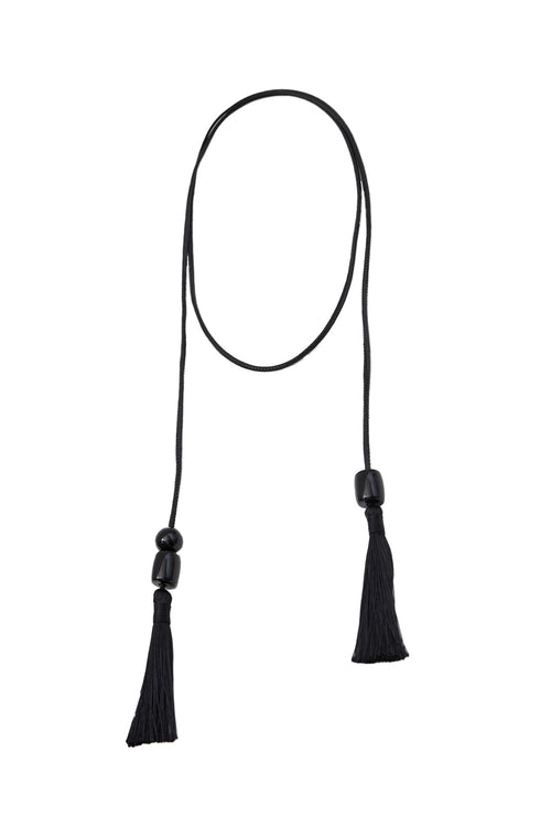 tassel lariat necklace / black