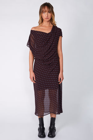 torrent dress / aubergine blue spot