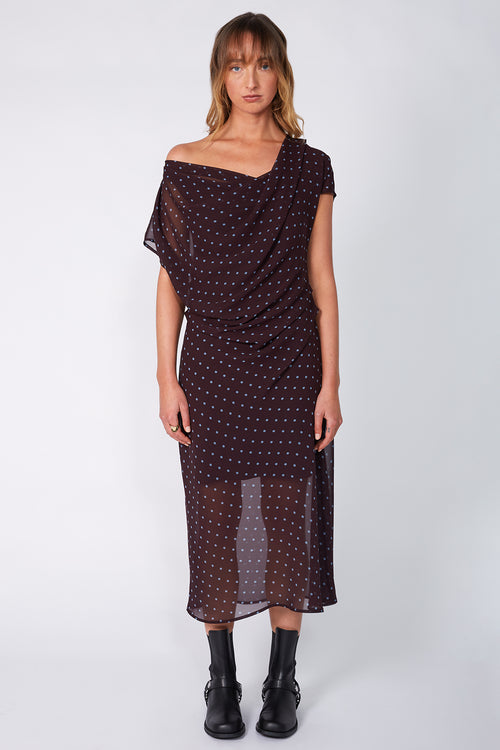 torrent dress / aubergine blue spot