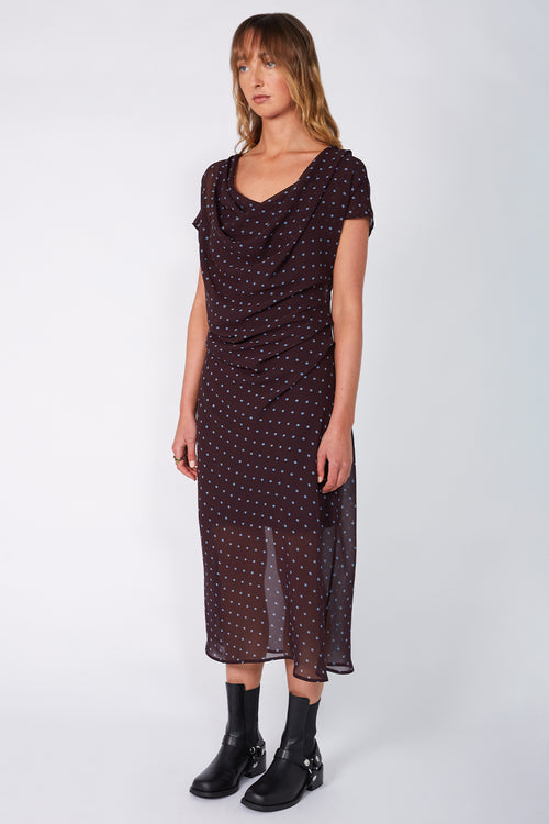 torrent dress / aubergine blue spot
