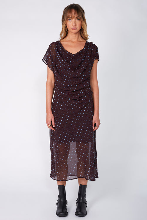 torrent dress / aubergine blue spot