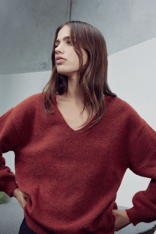 twined sweater / sumac orange