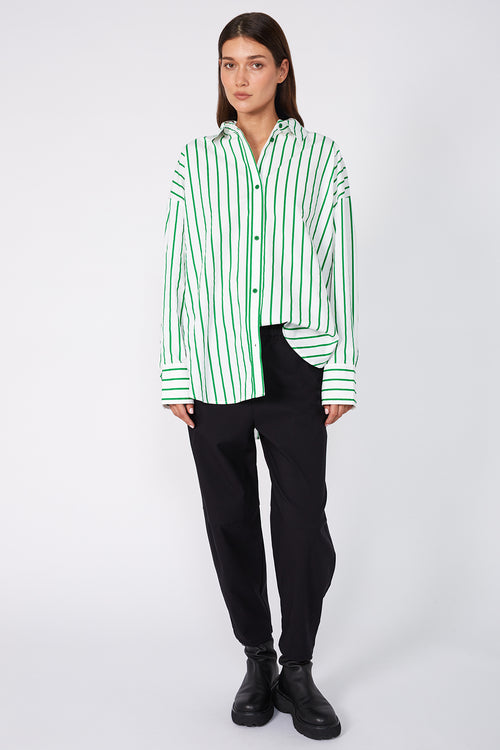 untold oversize shirt / white|green stripe