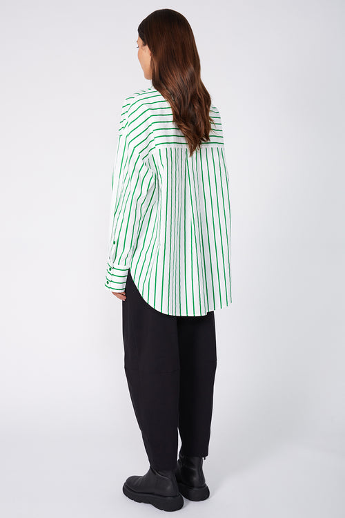 untold oversize shirt / white|green stripe