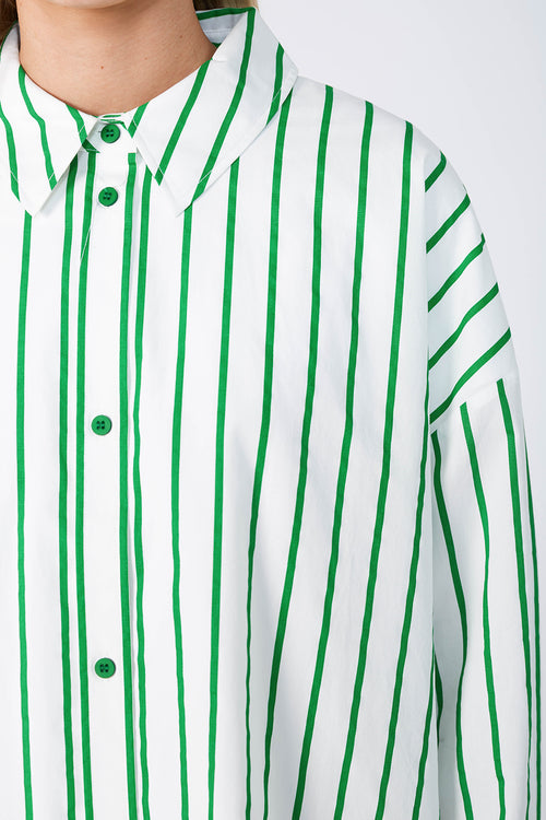 untold oversize shirt / white|green stripe