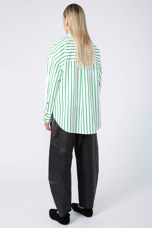 untold oversize shirt / white|green stripe