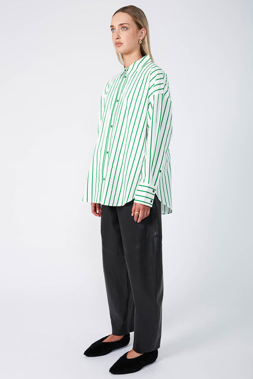 untold oversize shirt / white|green stripe