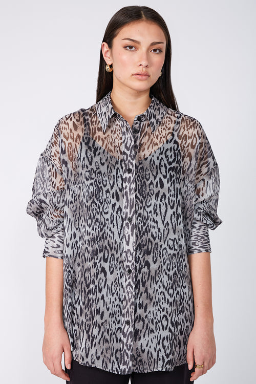 untold oversize shirt / silver wilderness print