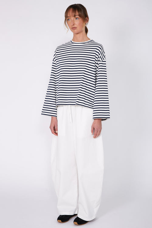 urban top / ecru | navy stripe