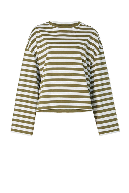 urban top / olive|silver marle stripe