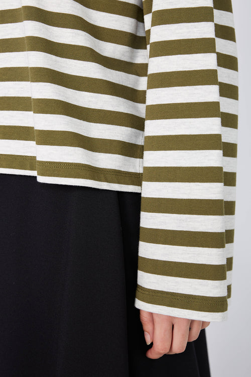 urban top / olive|silver marle stripe