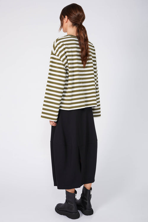 urban top / olive|silver marle stripe